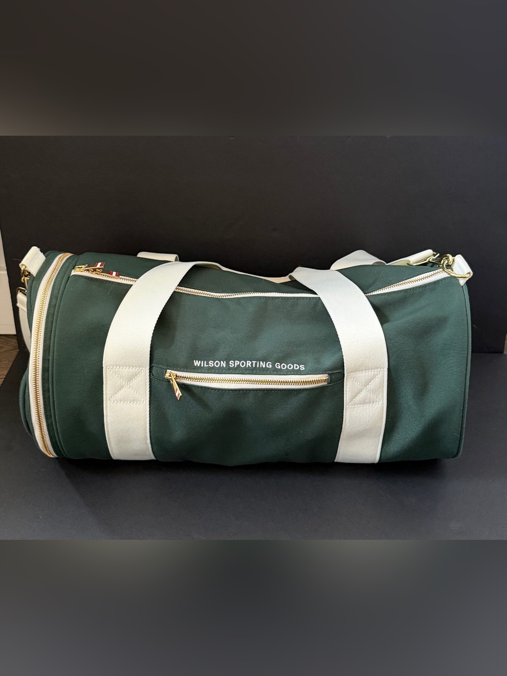 Wilson Green Canvas Duffel Bag with White Straps